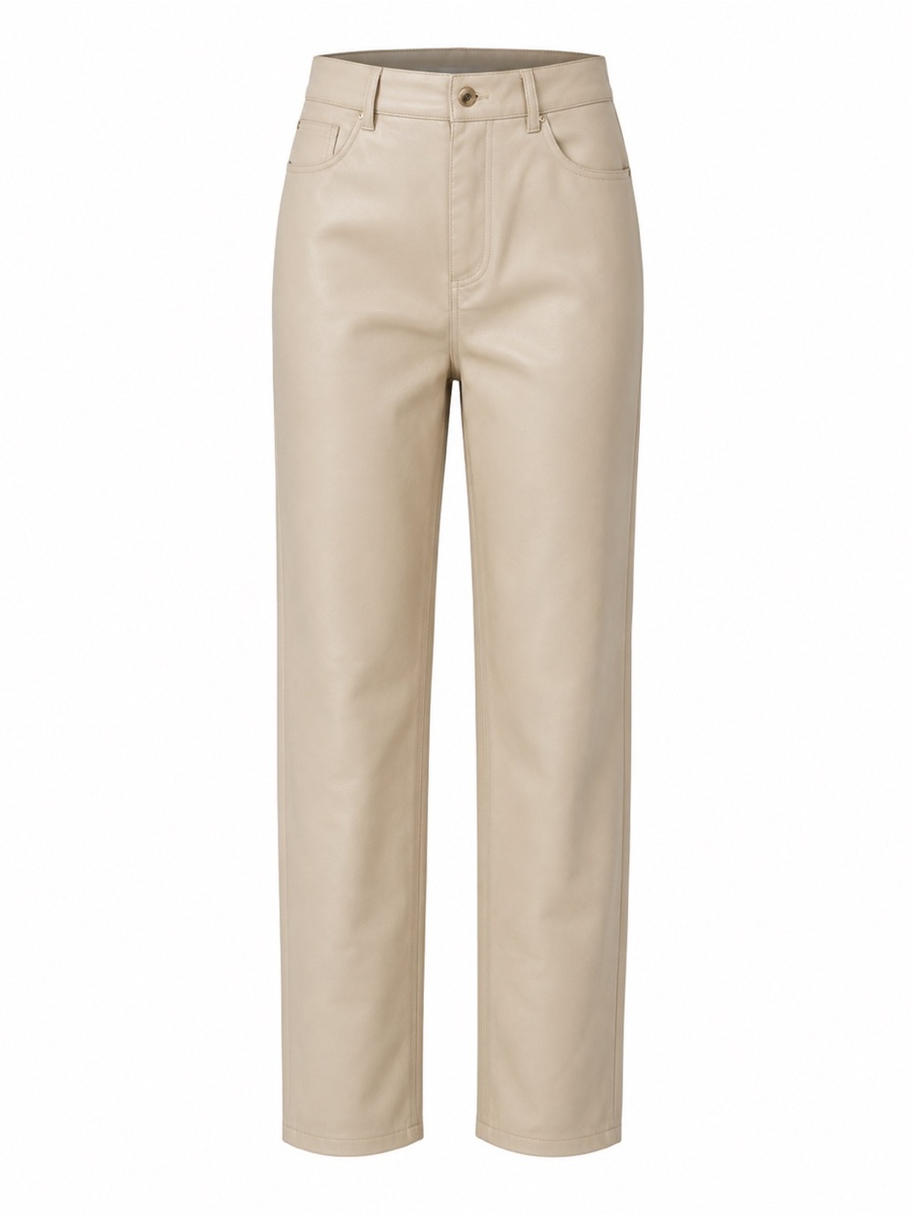 ZARA Faux Leather High-Waist Straight Leg Pants in Beige Size 4